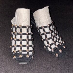 Alexander Wang Black Suede Studded Sandals Size 37 1/2